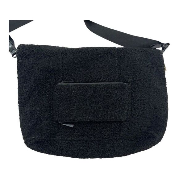Beis Sherpa Black Messenger Tote Foldover Bag Adjustable Detachable Strap - Picture 5 of 8